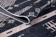 Black Geometric Area Rug | Digital Print, Non Slip, Antibacterial Carpet for Living Room