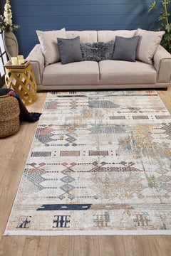 Celaya Beige Geometric Digital Print Area Rug