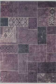 Purple Patchwork Rug - Digital Print Area Rug Non Slip Antibacterial Carpet