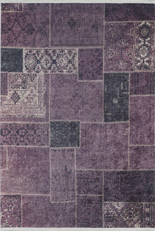 Purple Patchwork Rug - Digital Print Area Rug Non Slip Antibacterial Carpet