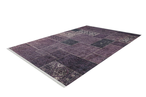Purple Patchwork Rug - Digital Print Area Rug Non Slip Antibacterial Carpet