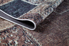 Patchwork Area Rug - Digital Print Brown Carpet With Antibacterial, Non Slip Design