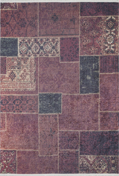 Bielawa Burgundy Patchwork Digital Print Area Rug