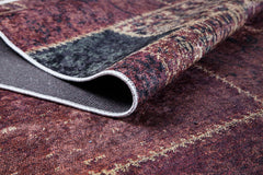 Bielawa Burgundy Patchwork Digital Print Area Rug