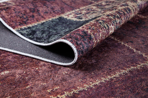 Bielawa Burgundy Patchwork Digital Print Area Rug