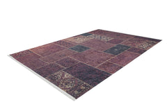 Bielawa Burgundy Patchwork Digital Print Area Rug