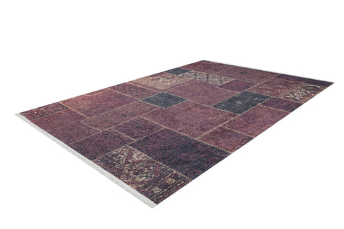 Bielawa Burgundy Patchwork Digital Print Area Rug