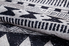 Biels Black Geometric Digital Print Area Rug