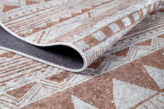 Beige Geometric Area Rug - High Quality Digital Print Rug | Non Slip Carpet