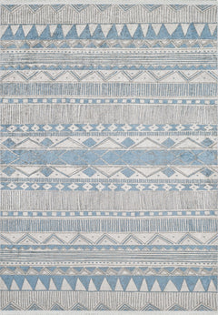 Blue Geometric Area Rug - Digital Print, Non Slip & Antibacterial Carpet for Modern Living Room