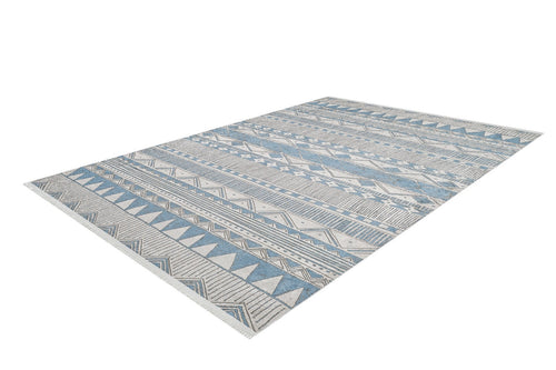 Blue Geometric Area Rug - Digital Print, Non Slip & Antibacterial Carpet for Modern Living Room