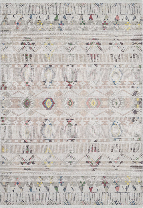 Beige Striped Area Rug – Digital Print Carpet, Non Slip & Washable Floor Covering