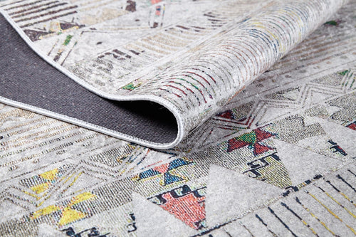 Beige Striped Area Rug – Digital Print Carpet, Non Slip & Washable Floor Covering