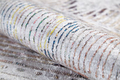 Beige Striped Area Rug – Digital Print Carpet, Non Slip & Washable Floor Covering