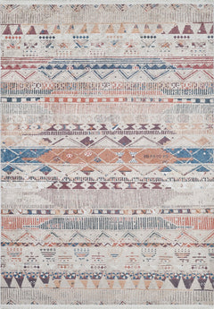 Beige Geometric Area Rug – Digital Print Washable Non Slip Carpet for Living Room