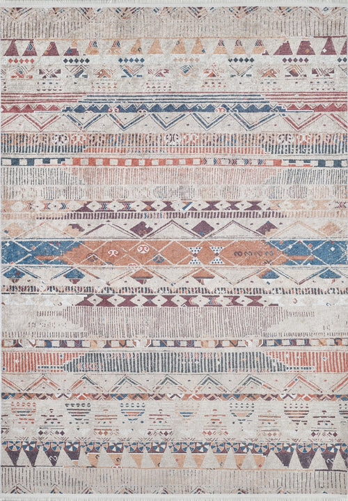 Beige Geometric Area Rug – Digital Print Washable Non Slip Carpet for Living Room