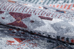 Grey Geometric Area Rug – Digital Print Carpet With Non Slip, Antibacterial Protection