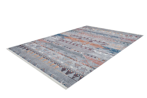 Grey Geometric Area Rug – Digital Print Carpet With Non Slip, Antibacterial Protection