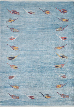 Blue Floral Area Rug – Digital Print Rug, Non Slip Carpet for Living Room