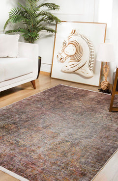 Modern Area Rug – Brown Digital Print Non Slip Washable Carpet for Living Room