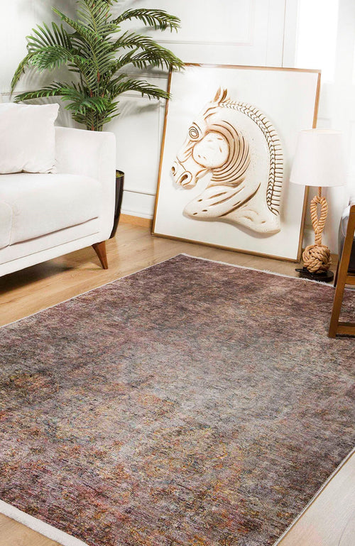 Modern Area Rug – Brown Digital Print Non Slip Washable Carpet for Living Room