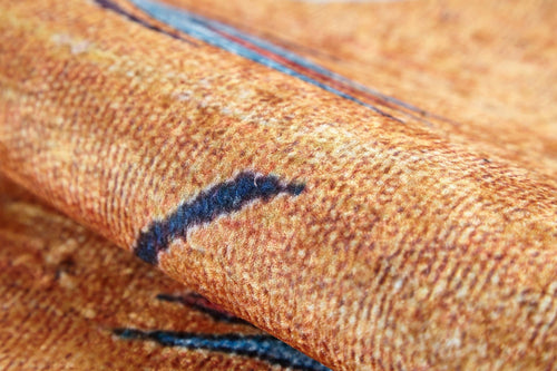 LosReyes Orange Floral Digital Print Area Rug