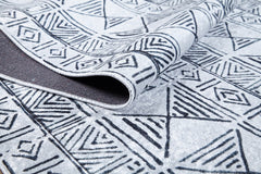 Grey Geometric Area Rug – Digital Print Rug with Non Slip, Antibacterial Design