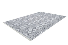 Grey Geometric Area Rug – Digital Print Rug with Non Slip, Antibacterial Design