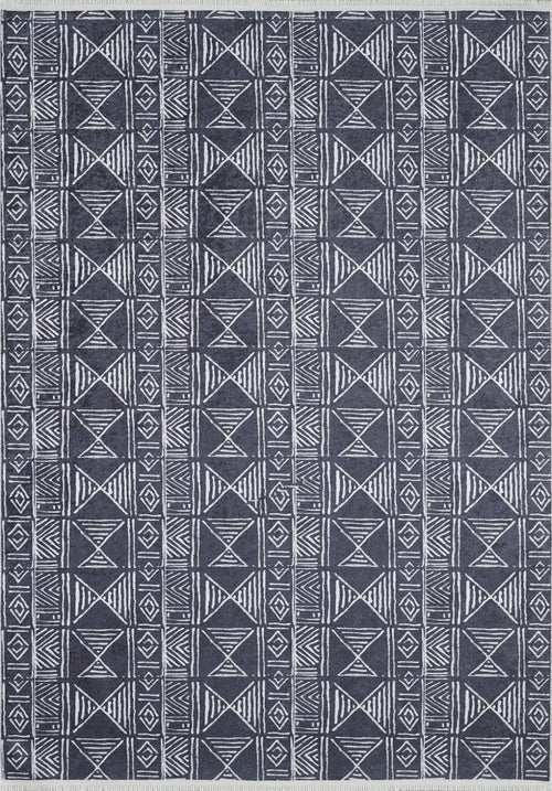 Romero Black Geometric Digital Print Area Rug