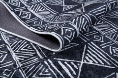 Romero Black Geometric Digital Print Area Rug