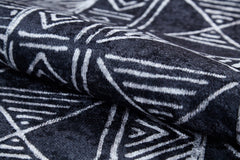 Romero Black Geometric Digital Print Area Rug