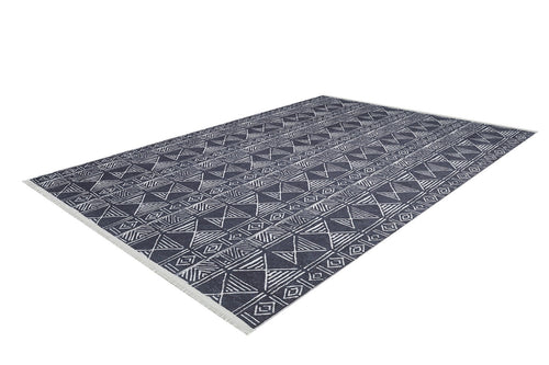 Romero Black Geometric Digital Print Area Rug