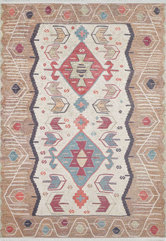 Cream Geometric Area Rug – Digital Print, Non Slip, Antibacterial Carpet