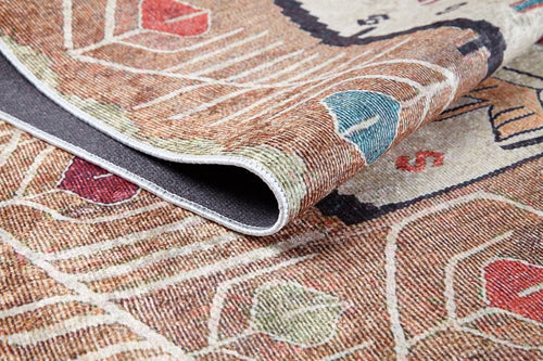 Cream Geometric Area Rug – Digital Print, Non Slip, Antibacterial Carpet