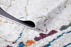 Beige Geometric Area Rug - Modern Digital Print Carpet | Non Slip, Washable Floor Mat