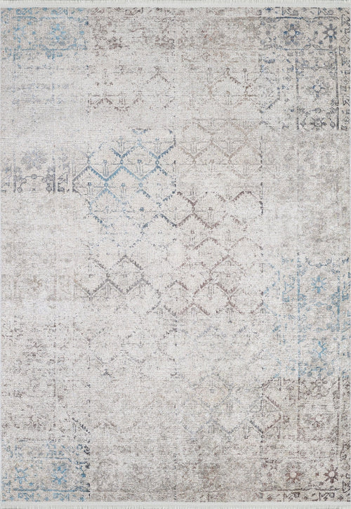 Vintage Area Rug | Beige Digital Print Non Slip Carpet - Washable Living Room Mat