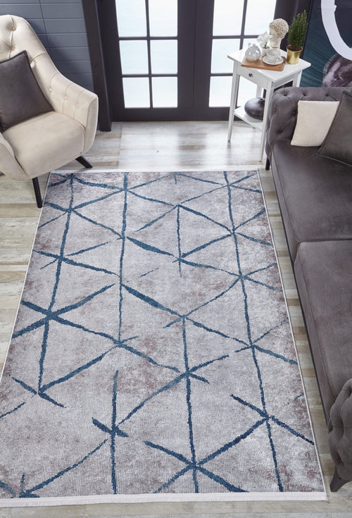 Grey Striped Area Rug - Digital Print Rug | Non Slip, Antibacterial Carpet