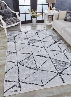 Grey Geometric Area Rug – Digital Print Rug | Non Slip, Antibacterial Carpet