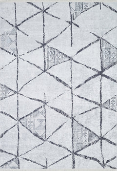 Grey Geometric Area Rug – Digital Print Rug | Non Slip, Antibacterial Carpet