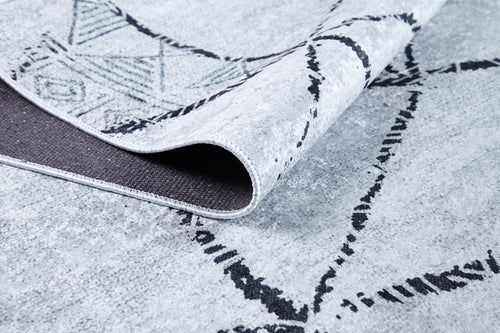Grey Geometric Area Rug – Digital Print Rug | Non Slip, Antibacterial Carpet