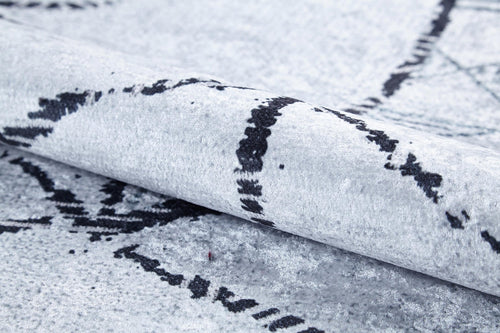 Grey Geometric Area Rug – Digital Print Rug | Non Slip, Antibacterial Carpet
