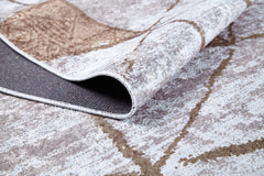 Beige Geometric Area Rug – Digital Print Non Slip Washable Carpet for Living Room