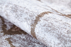 Beige Geometric Area Rug – Digital Print Non Slip Washable Carpet for Living Room