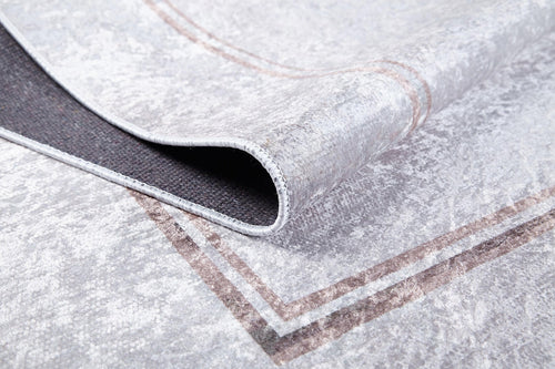 Cream Area Rug - Digital Print Frame Design Carpet | Non Slip, Antibacterial