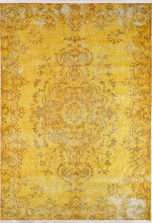 Yellow Vintage Area Rug – Digital Print Rug | Antibacterial, Non Slip, Washable Carpet