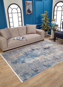 Modern Digital Area Rug – Blue Non Slip Antibacterial Floor Mat for Living Room