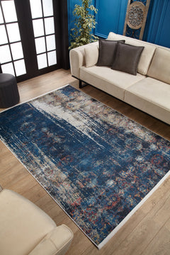 Modern Area Rug – Blue Digital Print Carpet | Non Slip, Antibacterial, Washable Floor Covering