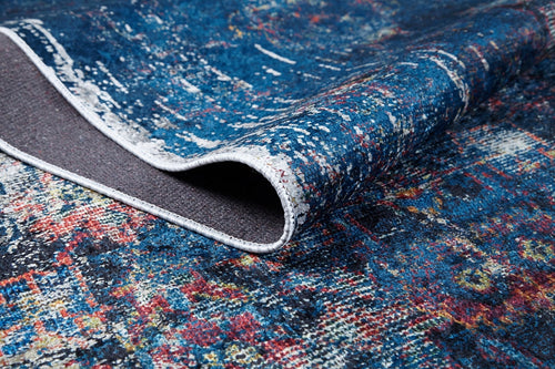 Modern Area Rug – Blue Digital Print Carpet | Non Slip, Antibacterial, Washable Floor Covering