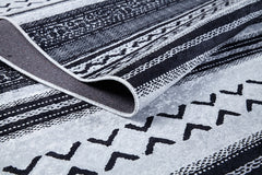 Grey Geometric Area Rug – Digital Print, Non Slip, Antibacterial Carpet for Living Room