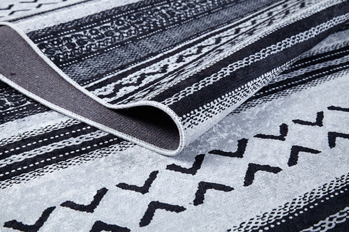 Grey Geometric Area Rug – Digital Print, Non Slip, Antibacterial Carpet for Living Room